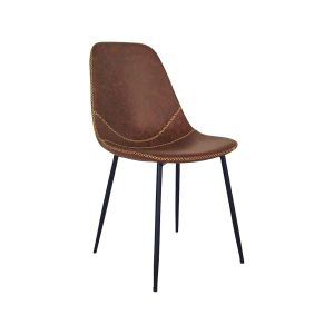 Super-Seat | The Charlie vintage leather bucket chairs cognac | Brown leather, curved seat, decorative stitching, black metal legs. | Hospitality Furniture