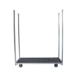 Super-Seat | The Chair Trolleys XL Danish Transport Trolley 160cm | Flat metal base, four metal posts, blue casters, steel, blue/gray. | Hospitality Furniture