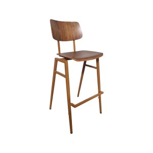 Super-Seat | The Rietveld industrial bar stools brown/ochre | Sturdy wooden stool, brown/ochre; metal footrest; rustic look. . | Hospitality Furniture