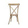 Natural wood cross-back stacking chairs