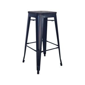 Super-Seat | Tolix Barstool Matte Black Wood | Sturdy stool in matte black wood with four straight legs and practical footrest. | Hospitality Furniture