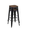 Tolix bar stools matte black wood