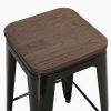 Tolix bar stools matte black wood