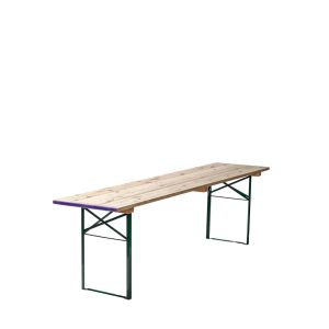 Super-Seat | Vintage Beer Tables Bench | Wooden top with natural finish, green metal legs. Classic beer table design. | Hospitality Furniture