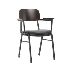 Super-Seat | Jody Design Hospitality Stacking Chair | Brown metal frame, brown cushions, wooden rug. Minimalist and sturdy design. | Hospitality Furniture