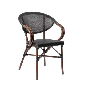 Super-Seat | Textileen Hospitality Terrace Chair | Metal frame with woven seat, colors black and brown, perfect for outdoor use. | Hospitality Furniture