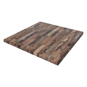 Super-Seat | The Werzalit Hospitality Terrace Table Top | Mixed wood look, light/dark wood planks, rustic look for hospitality environments |. | Hospitality Furniture