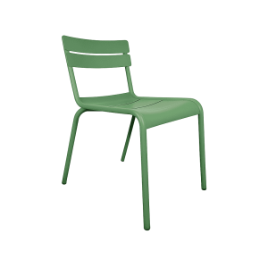 Super-Seat | The Luxembourg horeca (outdoor) chair | Groen metalen stoel met gebogen zitting, vier poten en twee horizontale rugleuning-latten. | Horecameubilair