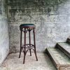 Thonet round green seat for Thonet bar stools