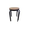 Super-Seat | Stack Tabouret Vanitas school stools | Black metal legs, natural wood seat, minimalist design. | Hospitality Furniture