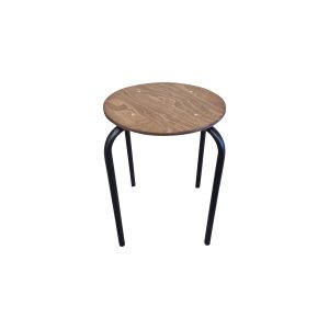 Super-Seat | The Tabouret Vanitas schoolkrukken zwart | Round light brown wooden seat, black metal legs, modern design. | Horecameubilair