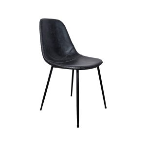 Super-Seat | The Charlie vintage leather bucket chairs black | Black leather-look seat, slim black metal legs, minimalist and vintage design. | Hospitality Furniture