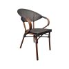 Super-Seat | Textile Hospitality Terrace Chairs Curved Brown | Dark brown wicker chair with wooden legs and metal details. | Hospitality Furniture