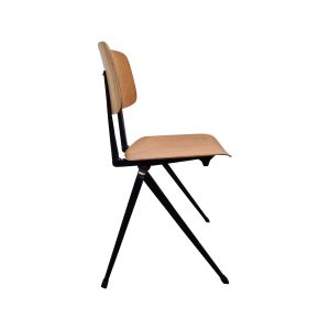 Super-Seat | Amsterdam poker old brown cafe bar tables | Wooden seat and back, black metal frame, minimalist design, side view. | Hospitality Furniture