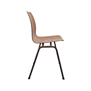 Super-Seat | Amsterdam poker old brown cafe bar table chair Light brown wood and metal legs, curved seat, white background. | Hospitality Furniture