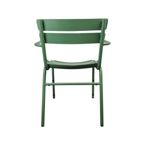 Super-Seat | The Luxembourg hospitality patio armchairs green | Green metal chair; two horizontal slats, curved seat. | Hospitality Furniture