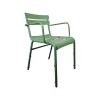 Super-Seat | Luxembourg Terrace Armchair | Green metal patio chair with slats, armrests and slightly curved back. Elegant and modern. | Hospitality Furniture