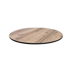 Super-Seat | The HPL hospitality table tops castle oak | Round wood table top, light brown with apparent wood grain. | Hospitality Furniture