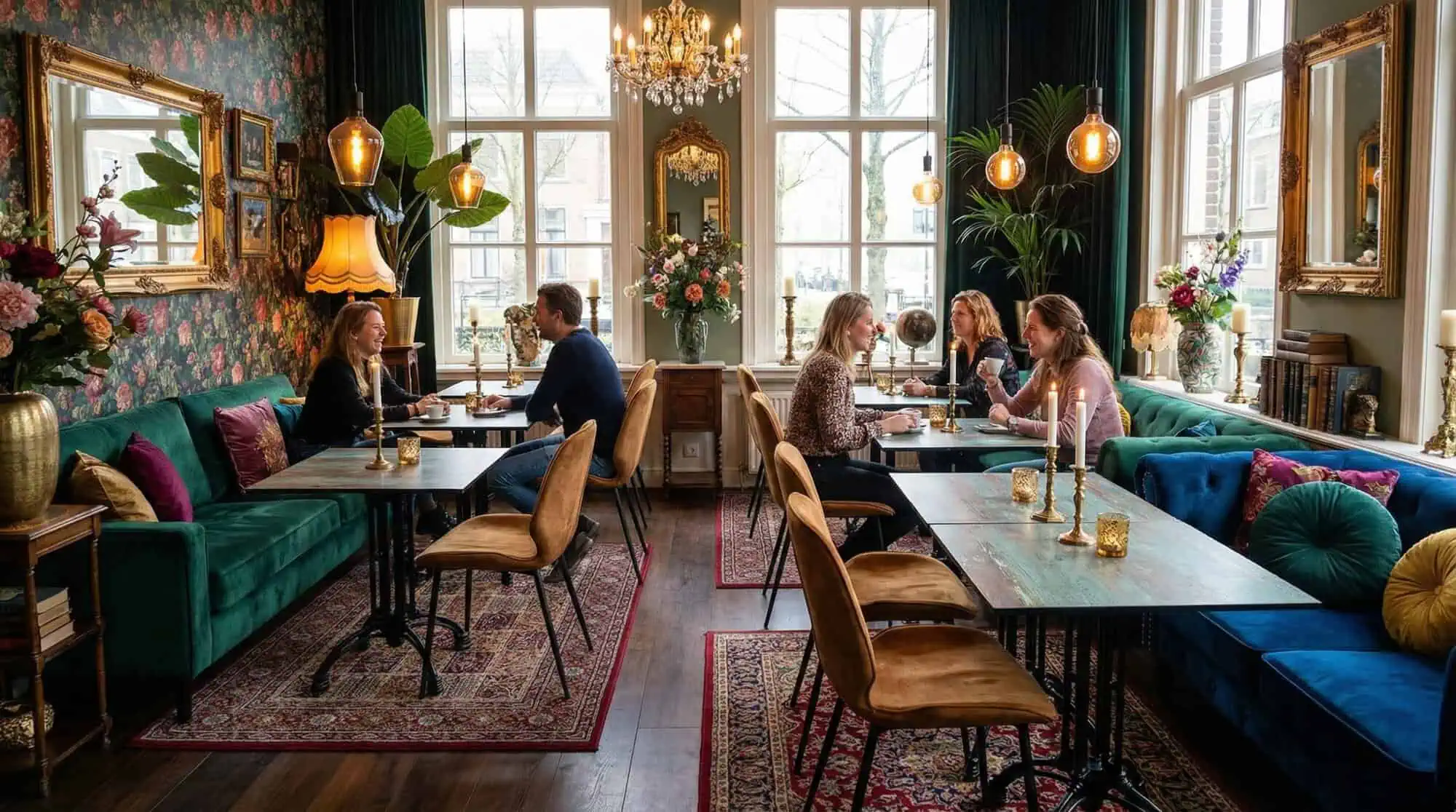 Super-Seat |HPL Hospitality Terrace Tables Velvet benches, copper and rust colored HPL tables 70x70cm; vintage café setting with seating. | Hospitality Furniture