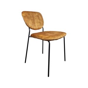 Super-Seat | The Jazz Retro Hospitality Design Stack Chairs | Velvet ochre colored seat, black metal frame, retro touch. | Hospitality Furniture