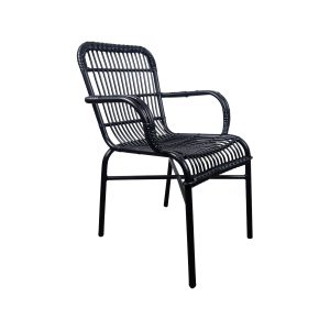 Super-Seat | The Tahiti rattan plastic chair | Black wicker shape with metal frame, woven seat and armrests. | Hospitality Furniture