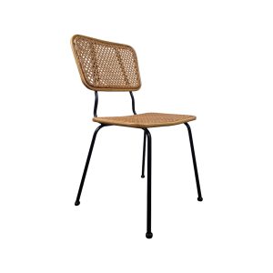 Super-Seat | The Fibra Nordic Design (Terrace) Chairs Webbing | Minimalist chair with woven rattan, black metal frame, natural texture. | Hospitality Furniture