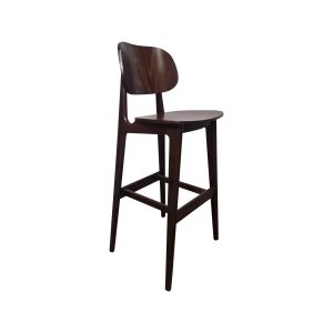 Super-Seat | Scandinavian Design Barstool Bonn Brown | Dark wood, curved back, slim legs, minimalist design. | Hospitality Furniture