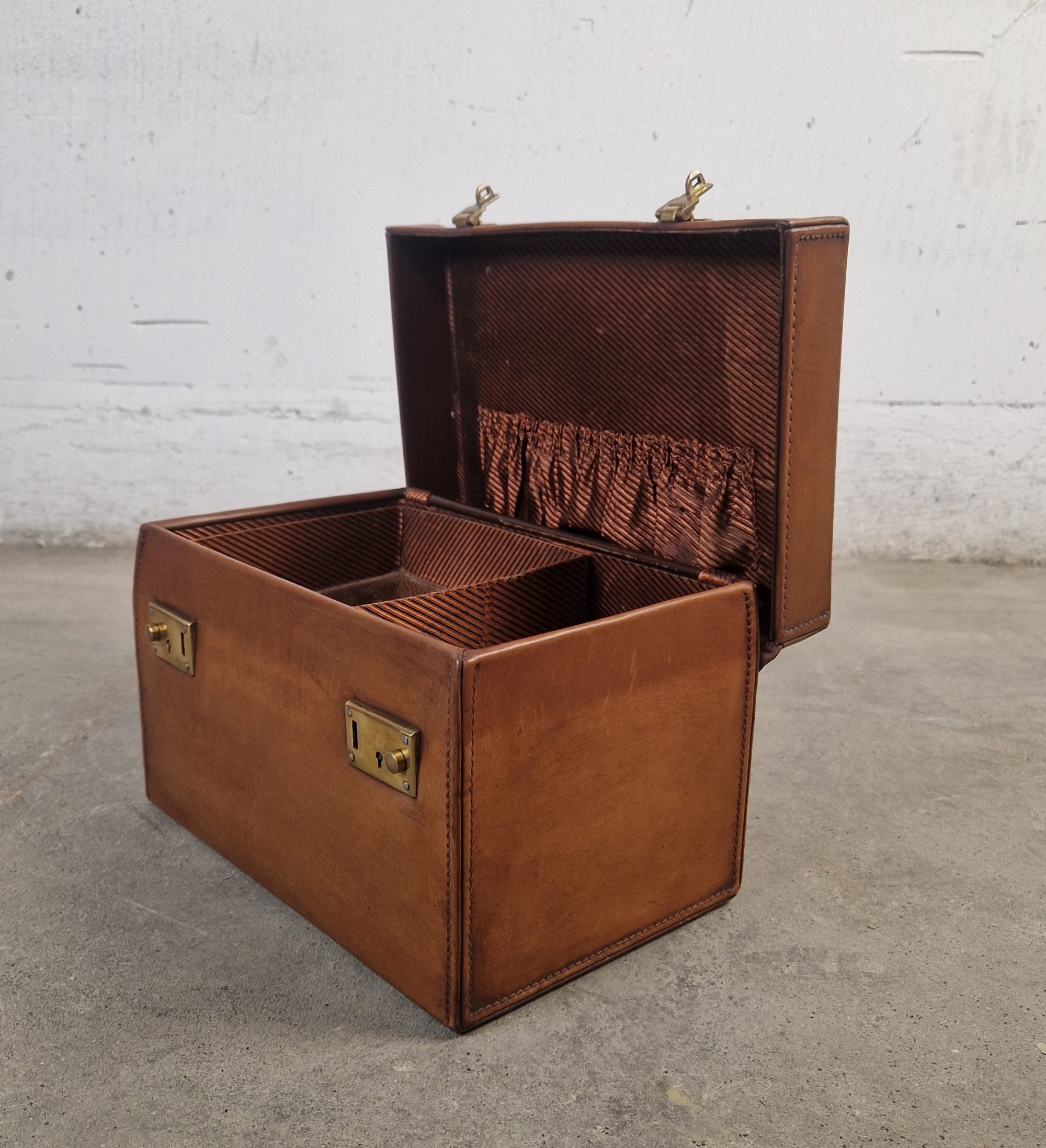 Vintage antique leather suitcase set, Pendragon steamer trunks