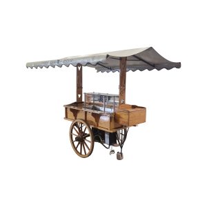 Super-Seat | The Mobile Herring Cart | Metal with scalloped canopy, wood for countertop. Wheels and effective cooling for outdoor use. | Hospitality Furniture