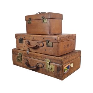 Super-Seat | The Vintage antique leather case set | Luxury brown leather cases with brass locks, perfect stacking. . | Hospitality Furniture