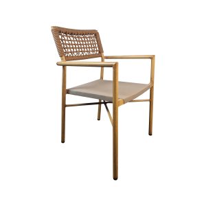 Super-Seat | Cancun hospitality (patio) stacking chairs aluminum | Aluminum chair with rattan rug, silver and beige combination. | Hospitality Furniture