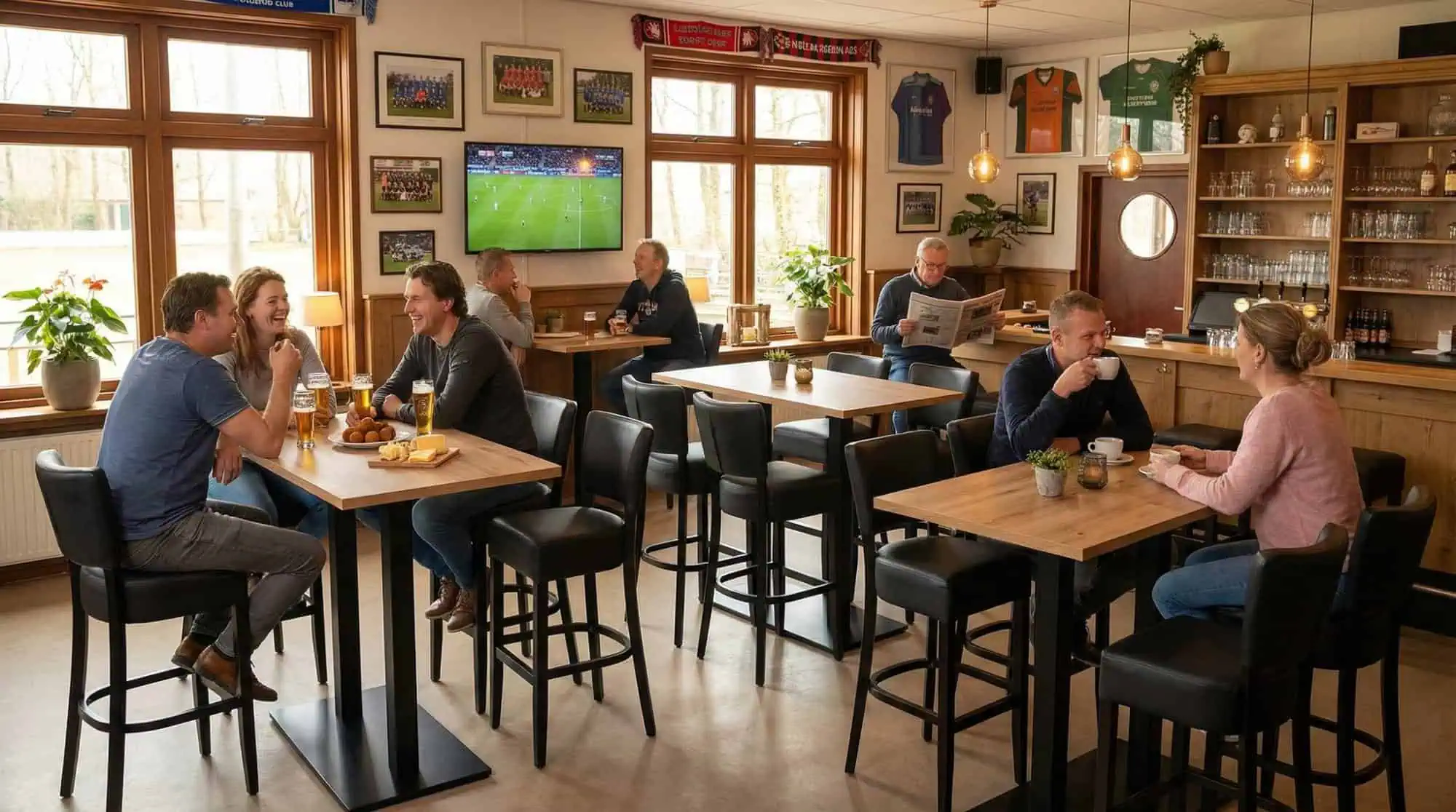 Hospitality high tables castle oak melamine with black base 120x67cm