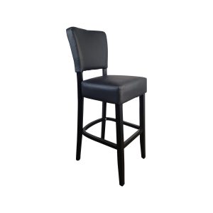 Super-Seat | Lisa Rome Hospitality Barstool Black | Black barstool with wooden frame, footrest and matte textile, ideal for hospitality. | Hospitality Furniture