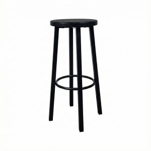 Super-Seat |Black metal bar stool with round seat and footrest, ideal for bistro or industrial interior. | Hospitality Furniture