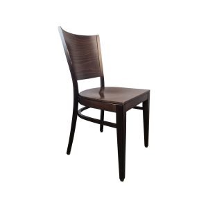 Super-Seat | The Felix wooden hospitality chair | Donkerbruine houten stoel met gebogen rugleuning, rechte poten en vlakke zitting. | Horecameubilair