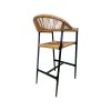 Super-Seat | Prague Terrace Barstools | Woven natural fiber, black metal, modern design, rounded back, minimalist style. | Hospitality Furniture