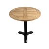 Super-Seat | The Tivoli Teak wood (patio) table tops 70cm | Round teak table, light brown, with black metal tripod base. | Hospitality Furniture