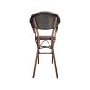 Super-Seat | Textiline Hospitality Bar Stool | Bruin geweven zitting en rugleuning, metalen frame. Moderne terrasstijl. | Horecameubilair