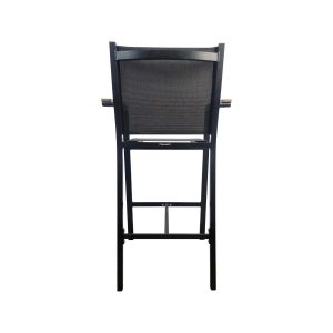 Super-Seat | Back view of the Sunny Black Bar Stool | Zwarte textiel zitting en rugleuning met metalen frame. Moderne uitstraling. | Horecameubilair