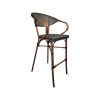 Super-Seat | Textiline Hospitality Bar Stool | Elegante barkruk van bruin rattan met donkere geweven zitting en rugleuning. | Horecameubilair