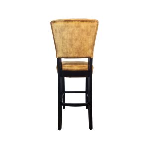 Super-Seat | The Lisa Rome hospitality bar stools | Velour ochre back, dark wooden legs. Luxurious and elegant design for hospitality settings. | Hospitality Furniture