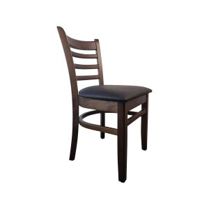 Super-Seat | The Alessandro wooden bistro chairs | Dark brown wood, ladder-back, round black leather seat. Classic charm. | Hospitality Furniture