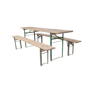 Super-Seat | Pakawi Vintage Picnic Table | Wooden look, metal frame, with added benches. Rustic and weatherproof. | Hospitality Furniture