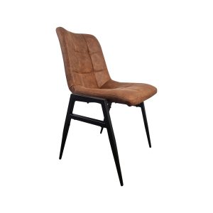 Super-Seat | A modern chair with brown padding and black metal frame | Brown upholstered seat, stitched grid, black metal legs. Sleek design. | Hospitality Furniture