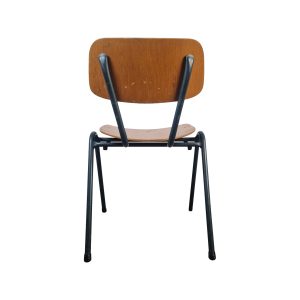 Super-Seat | Mexx Industrial Stackable School Chair | Light brown wood and black metal, utilitarian design |. | Hospitality Furniture