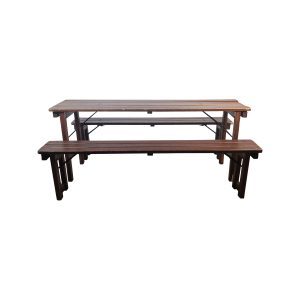 Super-Seat | Deluxe Beer Table Sets | Wooden slats & sturdy metal frame; table 180x50cm with 2 benches, ideal for outdoor use. | Hospitality Furniture