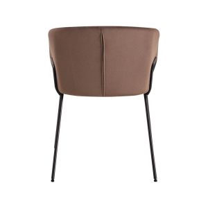 Super-Seat | The Portland designer arm chair in velour mocha | Velours mokka stoel met afgeronde rugleuning en slanke zwarte metalen poten. | Horecameubilair