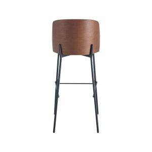 Super-Seat | Back view of New York design bar stools | Wooden seat in velour Mocha, black metal legs, modern elegance. | Hospitality Furniture