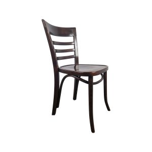 Super-Seat | The Mars Wooden Hospitality Cafe Chair | Dark brown wood, ladder back, curved legs, flat seat. With background. | Hospitality Furniture