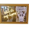 Super-Seat | Neon Art Sign in Gold Wooden Frame | Neon sign in gold wooden frame (92x62cm), black and white woman, warm cafe atmosphere. | Hospitality Furniture